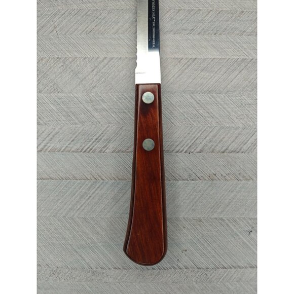 Vintage Robeson Frozen Heat Serrated Slicing Carving Knife Wooden Handle - Picture 4 of 7
